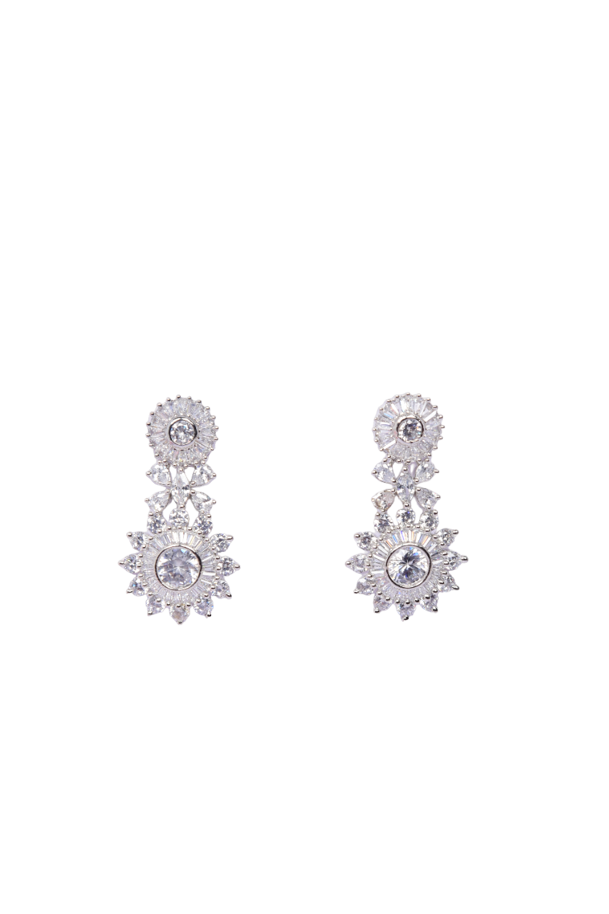 Namokriti Sparkling Silver Drop Earrings – Bridal & Party Wear Statement Jewelry for Women